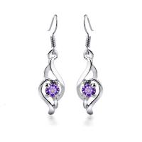 Zinc Alloy Drop Earring, platinum plated, for woman & with cubic zirconia 