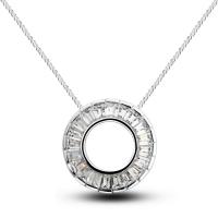 Brass Cubic Zirconia Necklace, with 1.9lnch extender chain, Donut, platinum plated, twist oval chain & for woman & with cubic zirconia Approx 15.7 Inch 