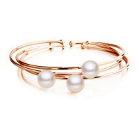 Zinc Alloy Cuff Bangle, with Shell Pearl, plated, for woman 8mm, Inner Approx 60mm 
