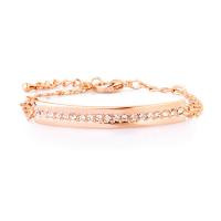Zinc Alloy Rhinestone Bracelets, with 1.5lnch extender chain, real gold plated, for woman & with rhinestone Approx 6.5 Inch 