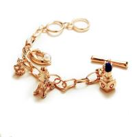 Acrylique Bracelets en Alliage de zinc , avec Acrylique, Plaqué d'or, bracelet à breloques & pour femme & émail & avec strass Environ 6 pouce, Vendu par brin