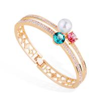 Zinc Alloy Bangle, with Shell Pearl, plated, for woman & with rhinestone Inner Approx 57mm 