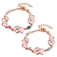 Zinc Alloy Rhinestone Bracelets, with 1.57lnch extender chain, Sheep, plated, oval chain & for woman & with rhinestone Approx 5.8 Inch 