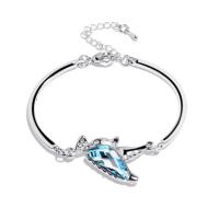 Zinc Alloy Bracelet, with Austrian Crystal, with 1lnch extender chain, Dove, platinum color plated, for woman & faceted & with rhinestone Approx 7 Inch 