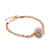 Zinc Alloy Rhinestone Bracelets, with 1.57lnch extender chain, Round, plated, ball chain & for woman & with rhinestone Approx 6.6 Inch 