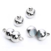 Brass Magnetic Clasp, with Magnetic Hematite, Round, platinum color plated, single-strand, nickel, lead & cadmium free 