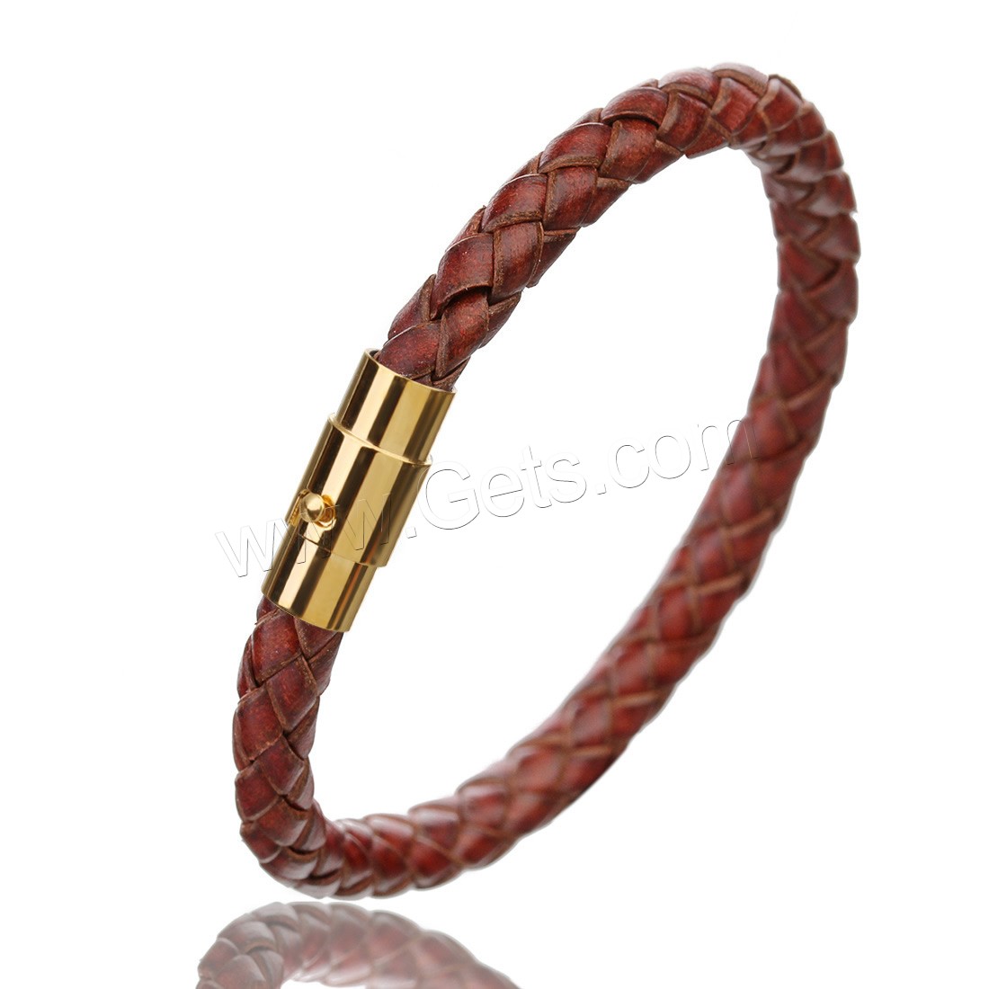 PU Leather Cord Bracelets, stainless steel magnetic clasp, gold color plated, different length for choice & Unisex, more colors for choice, 6mm, Sold By Strand