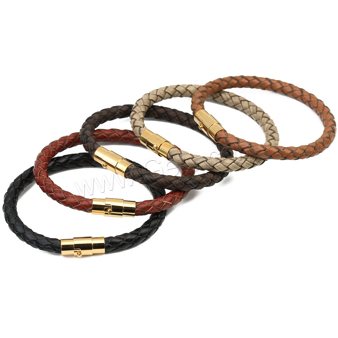 bracelet de cordon en PU , cuir PU, acier inoxydable fermoir magnétique, Placage de couleur d'or, longueur différente pour le choix & unisexe, plus de couleurs à choisir, 6mm, Vendu par brin
