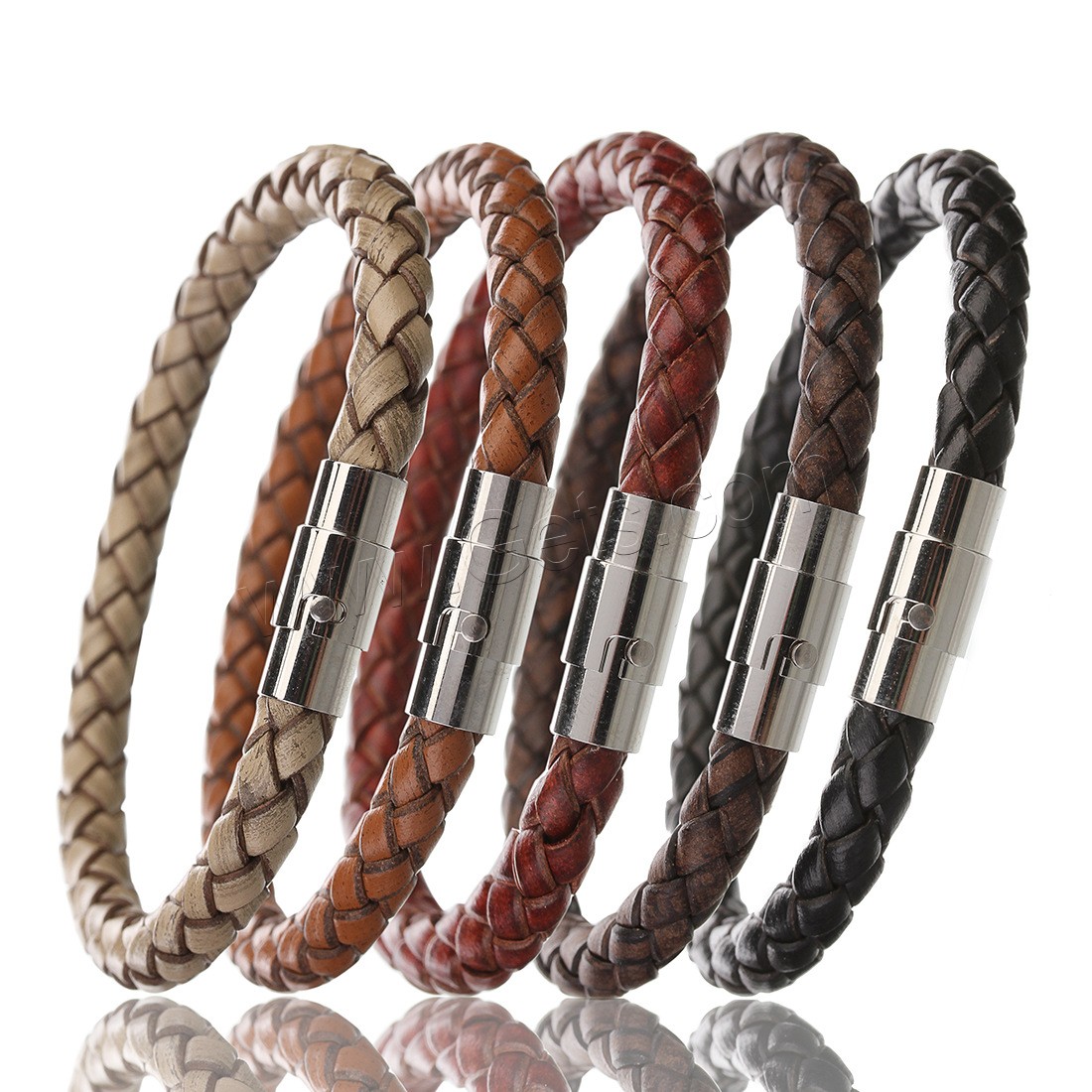 PU Leather Cord Bracelets, stainless steel magnetic clasp, different length for choice & Unisex, more colors for choice, 6mm, Sold By Strand