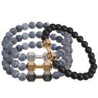 Gemstone Bracelets, with Zinc Alloy, Round, plated & Unisex, 8mm Approx 7.5 Inch 