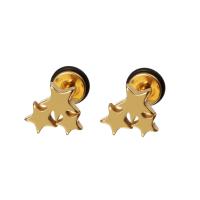 Stainless Steel Stud Earring, Star, plated 