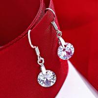 Sterling Silver Cubic Zirconia Earring, 925 Sterling Silver, with Cubic Zirconia, silver color plated, for woman & faceted 