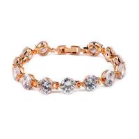 Cubic Zirconia Brass Bracelets, plated, for woman & with cubic zirconia 58mm Approx 7 Inch 