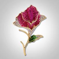 Zinc Alloy Jewelry Brooch, Flower, gold color plated, micro pave cubic zirconia & for woman & enamel 