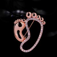 Zinc Alloy Jewelry Brooch, Footprint, plated, micro pave cubic zirconia & for woman & hollow 