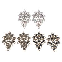 Zinc Alloy Rhinestone Drop Earring, stainless steel post pin, Leaf, plated, for woman & with rhinestone lead & cadmium free 