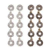 Zinc Alloy Rhinestone Drop Earring, stainless steel post pin, Donut, plated, for woman & with rhinestone lead & cadmium free 