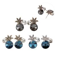 Zinc Alloy Stud Earring, with Glass, stainless steel post pin, plated, for woman & with rhinestone lead & cadmium free 
