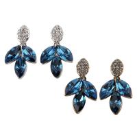 Glass Zinc Alloy Earring, with Glass, stainless steel post pin, plated, for woman & with rhinestone lead & cadmium free 