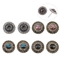 Zinc Alloy Stud Earring, with Glass, stainless steel post pin, Round, plated, for woman & with rhinestone lead & cadmium free 