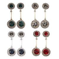 Glass Zinc Alloy Earring, with Glass, stainless steel post pin, Round, plated, for woman & with rhinestone lead & cadmium free 
