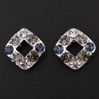 Zinc Alloy Rhinestone Stud Earring, stainless steel post pin, Rhombus, platinum color plated, for woman & with rhinestone, lead & cadmium free 