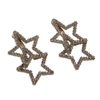 Zinc Alloy Rhinestone Stud Earring, stainless steel post pin, Star, gold color plated, for woman & with rhinestone, lead & cadmium free 