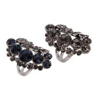 Rhinestone Zinc Alloy Finger Ring, antique silver color plated, for woman & with rhinestone lead & cadmium free US Ring .5 