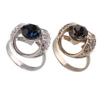 Anillo de dedo de aleación de Zinc, chapado, para mujer & con diamantes de imitación, más colores para la opción, libre de plomo & cadmio, 17x17x10mm, tamaño:6.5, Vendido por UD