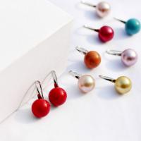 Brass Earring, with Shell Pearl, platinum plated, for woman 