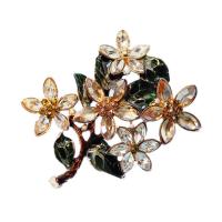 Zinc Alloy Brooch, with Crystal, Flower, gold color plated, for woman & faceted & with rhinestone 