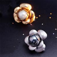 Zinc Alloy Brooch, with Shell Pearl, Flower, plated, for woman & matte 