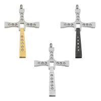 Stainless Steel Cross Pendants, plated, for woman & with rhinestone Approx 3.5mm 