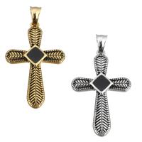 Stainless Steel Cross Pendants, with Resin, plated, for woman & enamel & blacken Approx 