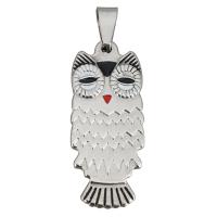 Stainless Steel Animal Pendants, Owl, for woman & enamel, original color Approx 