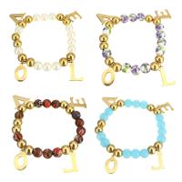 Stainless Steel Bracelet, Letter, word love, gold color plated, charm bracelet & for woman  8mm Approx 7 Inch 