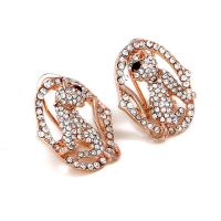 Zinc Alloy Rhinestone Leverback Earring, stainless steel post pin, Cat, rose gold color plated, for woman & with rhinestone, lead & cadmium free 