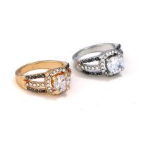Anillo de dedo de aleación de Zinc, chapado, para mujer & con diamantes de imitación, libre de plomo & cadmio, 11x17mm, Vendido por Par