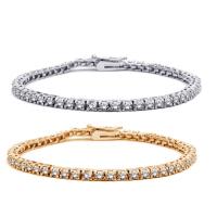 Cubic Zirconia Brass Bracelets, plated, for woman & with cubic zirconia 8mm Approx 7.5 Inch 