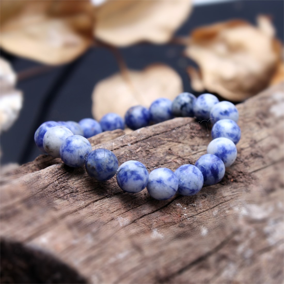 Синий браслет пятно, голубой с белыми пятнышками, натуральный, Мужская & разный размер для выбора, продается Strand
