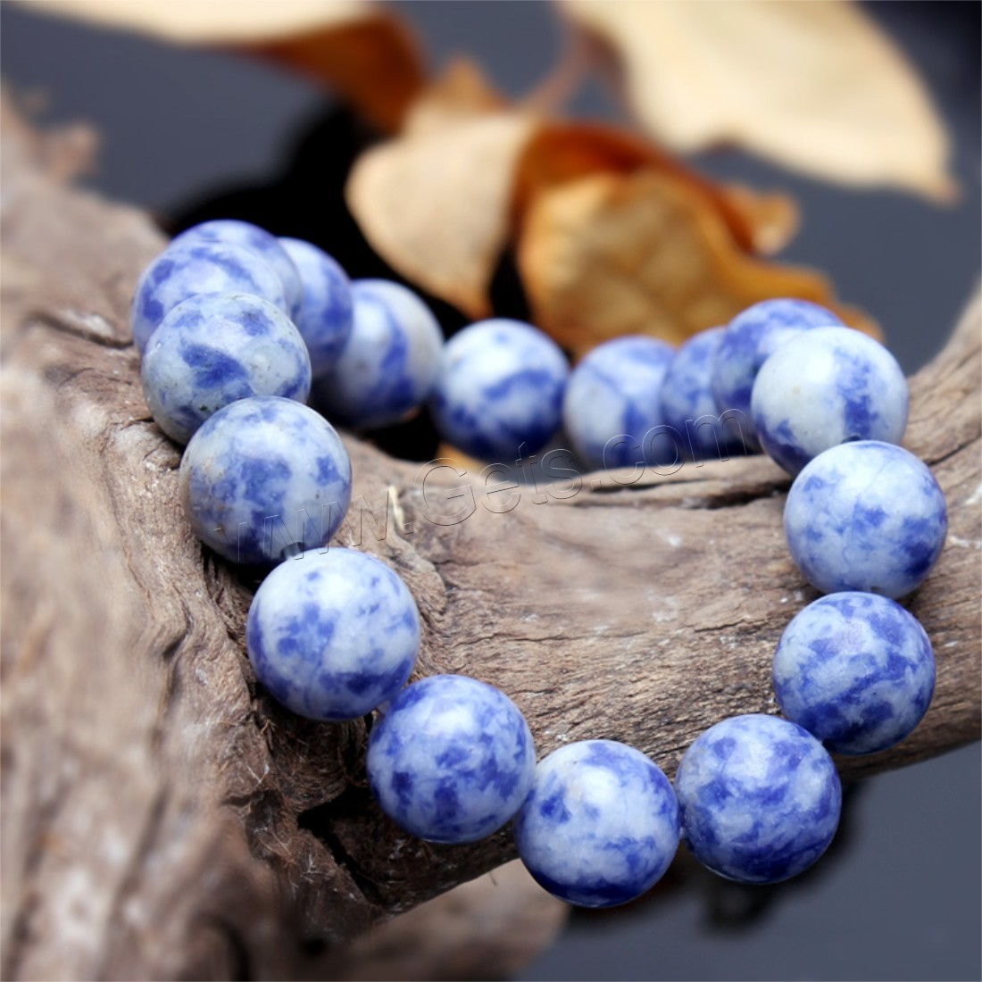 Синий браслет пятно, голубой с белыми пятнышками, натуральный, Мужская & разный размер для выбора, продается Strand