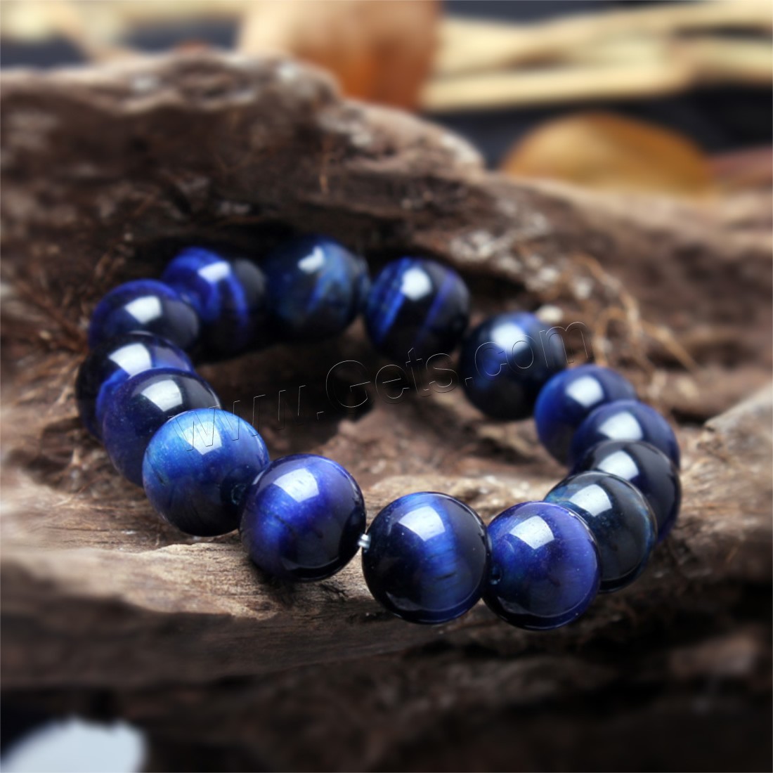 Tiger Eye Stone Bracelets, natural, Unisex & different size for choice, blue, Sold By Strand
