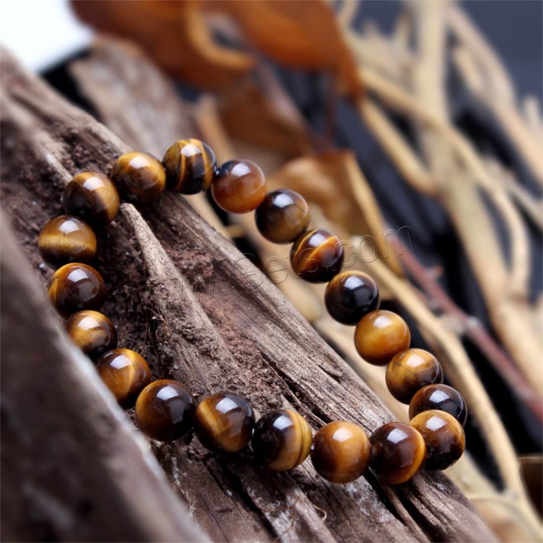 Tiger Eye Stone Bracelets, natural, Unisex & different size for choice, Sold By Strand