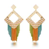 Zinc Alloy Tassel Earring, with Acrylic, gold color plated, Bohemian style & for woman 