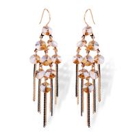 Zinc Alloy Tassel Earring, with Crystal, gold color plated, Bohemian style & for woman 