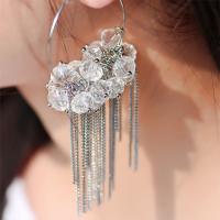 Zinc Alloy Hoop Earring, with Crystal, silver color plated, Bohemian style & for woman 