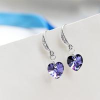 Zinc Alloy Drop Earring, with Austrian Crystal, Heart, silver color plated, for woman & faceted & with rhinestone 