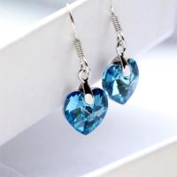 Zinc Alloy Drop Earring, with Austrian Crystal, Heart, silver color plated, for woman & faceted 