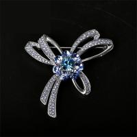Zinc Alloy Brooch, with Austrian Crystal, Flower, platinum plated, for woman & with Czech rhinestone & faceted 
