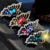 Zinc Alloy Brooch, with Austrian Crystal, Butterfly, plated, for woman & faceted & with rhinestone 